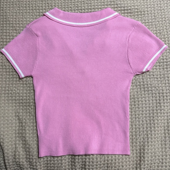 Pink Ribbed Polo Shirt - Picture 2 of 3